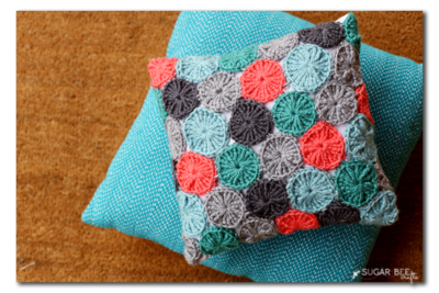 Yo-Yo Crochet Pillow