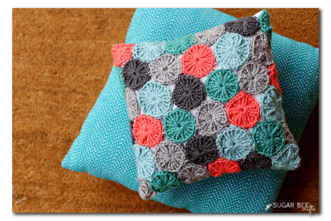 Yo-Yo Crochet Pillow