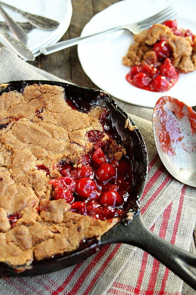 4-Ingredient Skillet Cherry Cobbler | FaveSouthernRecipes.com