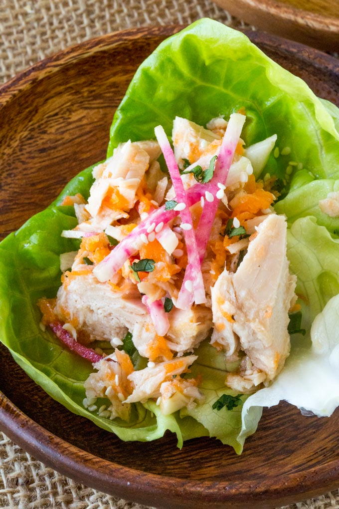 Asian Tuna Salad Lettuce Wraps | FaveHealthyRecipes.com