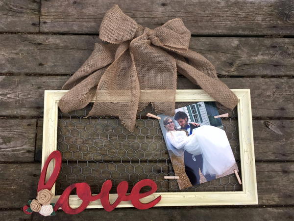 Rustic Chic Love Chicken Wire Frame