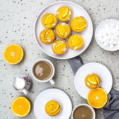 Eggless Orange Olive Oil Muffins