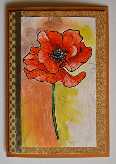 Rustic Red Poppy Handmade Card