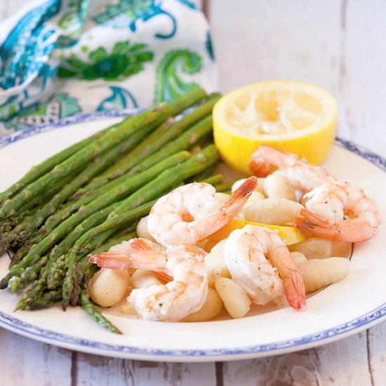 Shrimp Scampi with Gnocchi and Asparagus