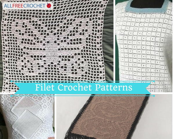 Filet Crochet Tutorial + 6 Filet Crochet Patterns | AllFreeCrochet.com