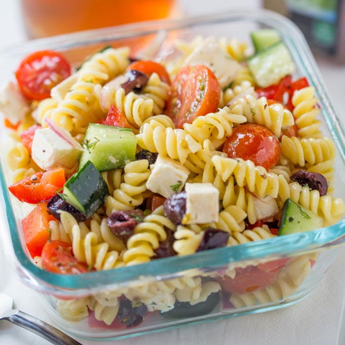 Easy Greek Pasta Salad | FaveHealthyRecipes.com