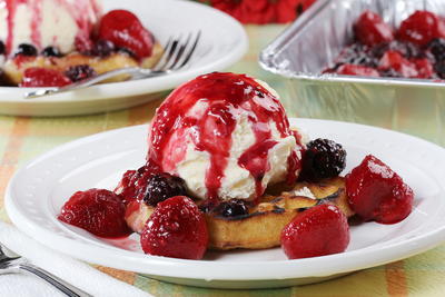 Grilled Waffle Sundaes with Berry Sauce