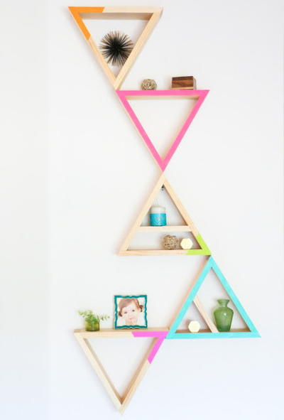 Colorful DIY Triangle Shelves