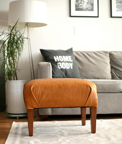 Leather DIY Ottoman Makeover