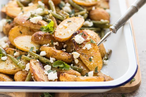 Greek Roasted Potatoes and Green Beans