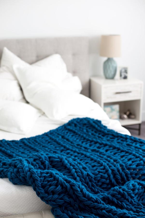Chunky Arm Knit Ribbed Blanket