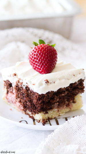 Neapolitan Sheet Cake with Whipped Cream Cheese Frosting