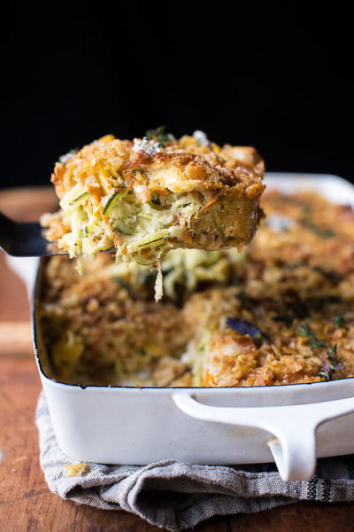 Lightened-Up Chicken Zucchini Noodle Casserole