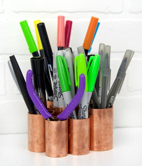 DIY Copper Pipe Desk Organizer