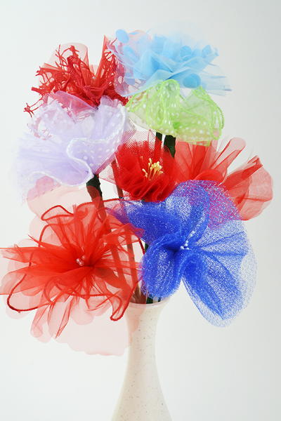 Simple Upcycled Tulle Flowers