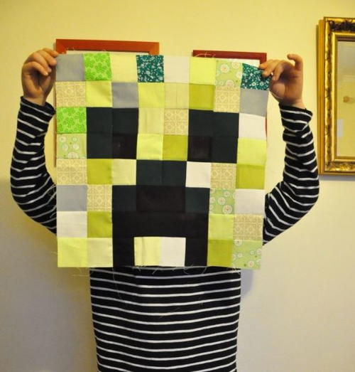 DIY Minecraft Patchwork Pillow Block