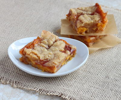 Boozy Peach Pie Bars