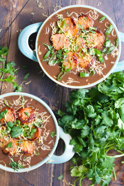 Smokey Black Bean Soup with Spicy Sausage