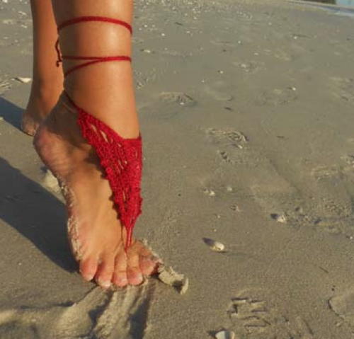Fine Million Dollar Red Barefoot Sandals