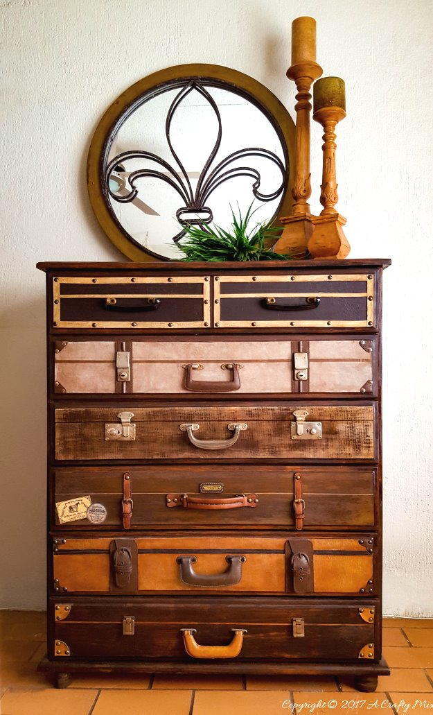 Upcycled Luggage DIY Dresser | DIYIdeaCenter.com