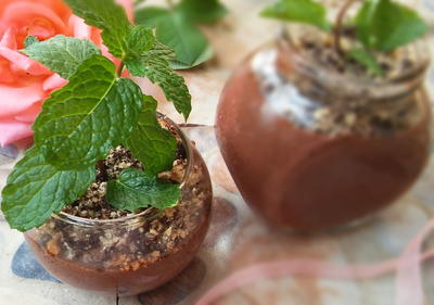 Eggless Chocolate Mousse Mint Pots