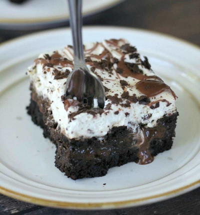 Whipped Chocolate Coca Cola Poke Cake