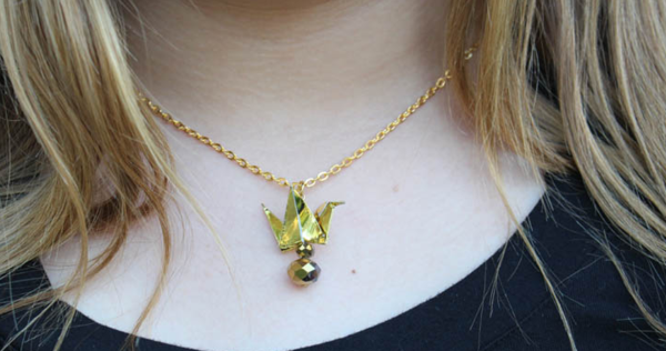 Gold Paper Crane DIY Necklace