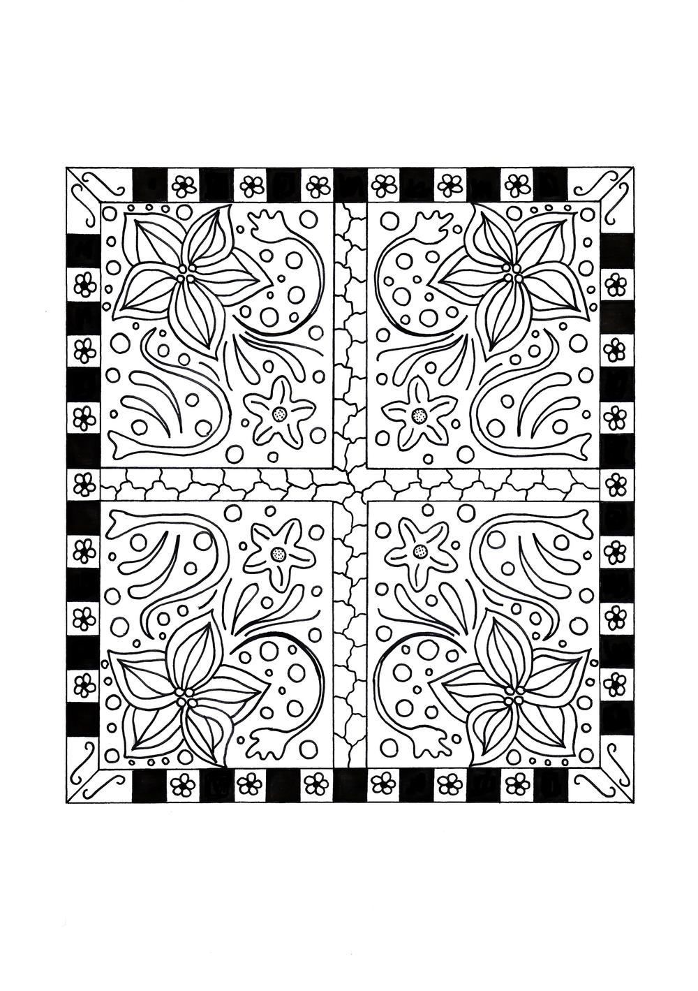 Floral Quilt Coloring Page | AllFreeHolidayCrafts.com