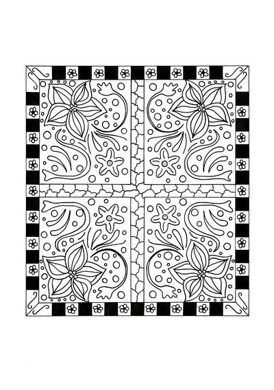 Floral Quilt Coloring Page
