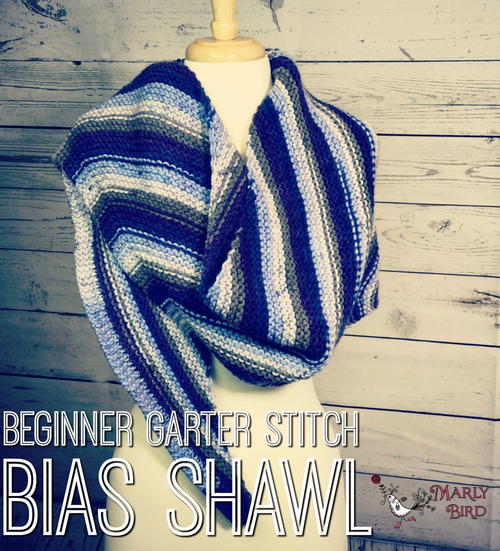 Beginner Garter Stitch Bias Shawl