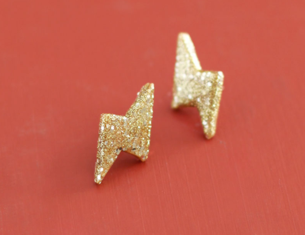 Gold Thunderbolt DIY Earrings