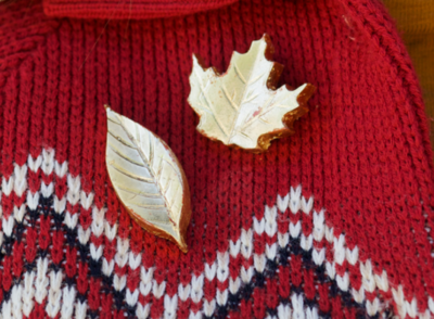 Fall Themed Gold Brooches 