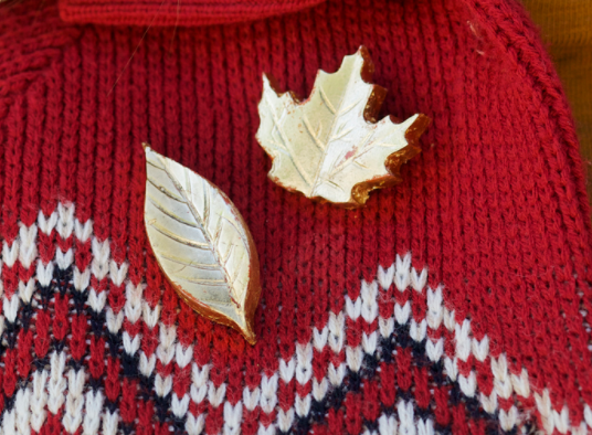 Fall Themed Gold Brooches