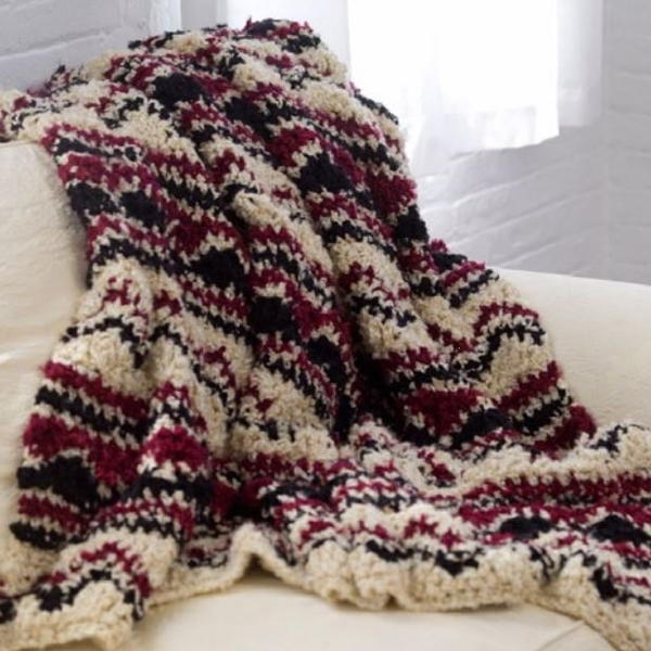 Crochet Soft Wave Chevron Throw