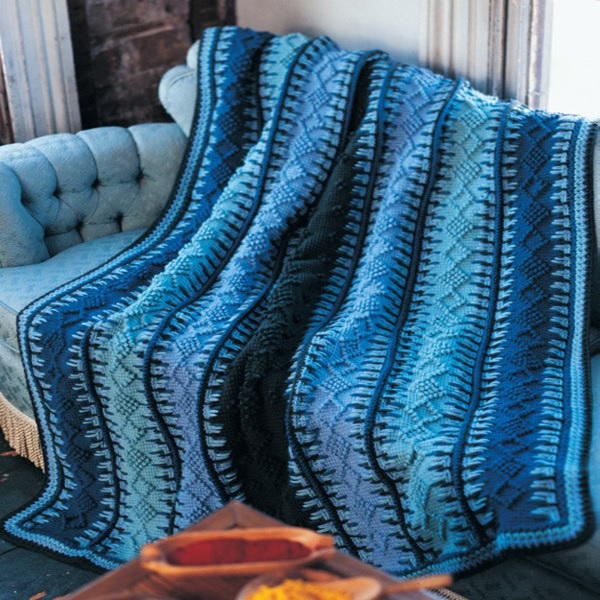Alaskan Blue Tunisian Crochet Blanket