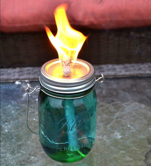 Marvelous Mason Jar Citronella Torches