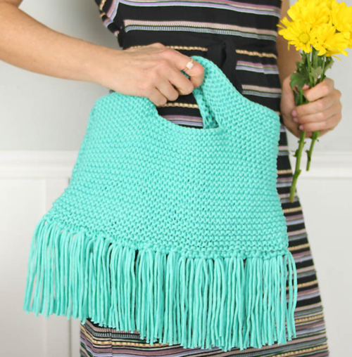 Knit Purse with Fabulous Fringe