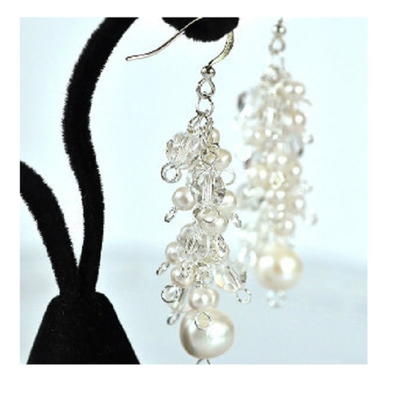 Wintry White Crystal and Pearl Earrings