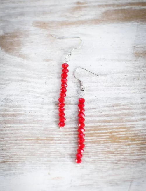 3-Minute Red Bead Earrings