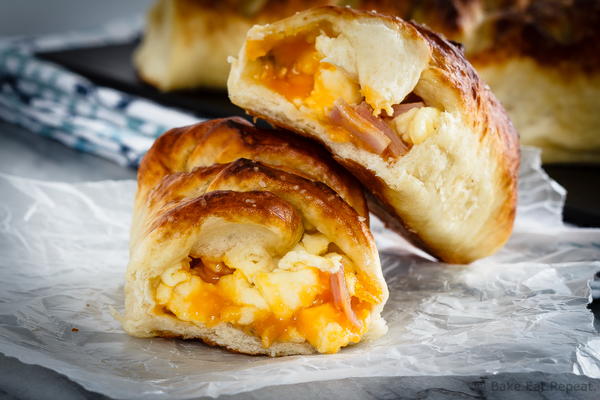 Ham, Egg and Cheese Pretzel Rolls