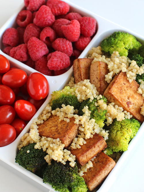 Marinated Tea Tofu and Broccoli with Quinoa