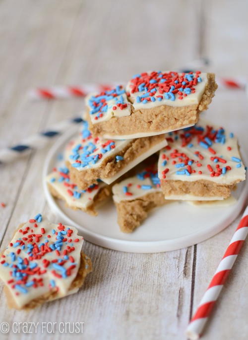 Patriotic Peanut Butter Cookie Dough Bark