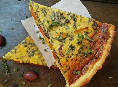 Roast Butternut and Spinach Quiche