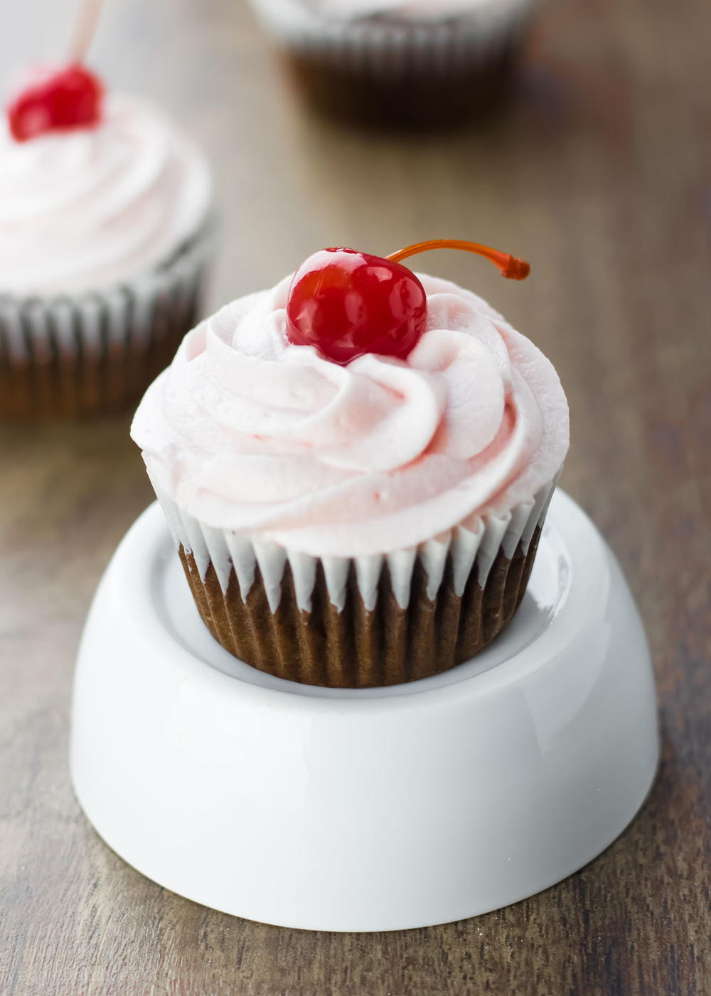 Clear soup broth Chocolate Cherry Cupcakes with Cherry Frosting | FaveHealthyRecipes.com