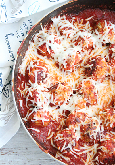 Cheesy Skillet Meatballs