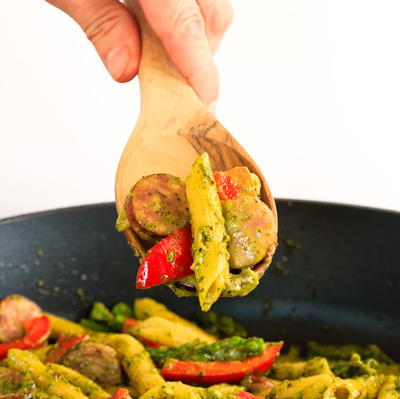 Sausage and Asparagus Pesto Pasta