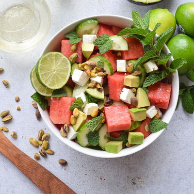 Watermelon Feta and Cucumber Salad