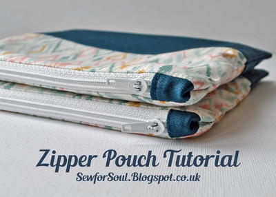 Zipper Pouch with Matching End Tabs and Contrast Panel