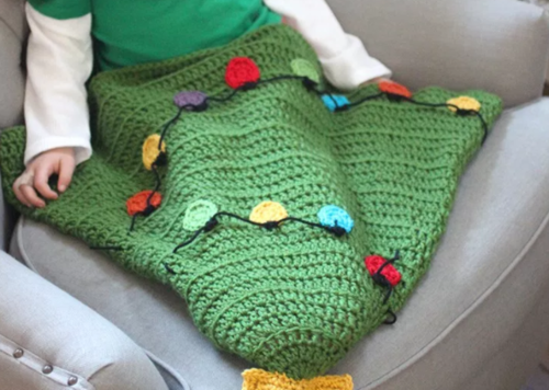 Christmas Tree Crochet Tail Blanket