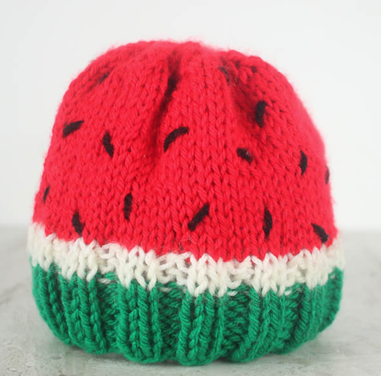 Winsome Watermelon Baby Hat Pattern | AllFreeKnitting.com